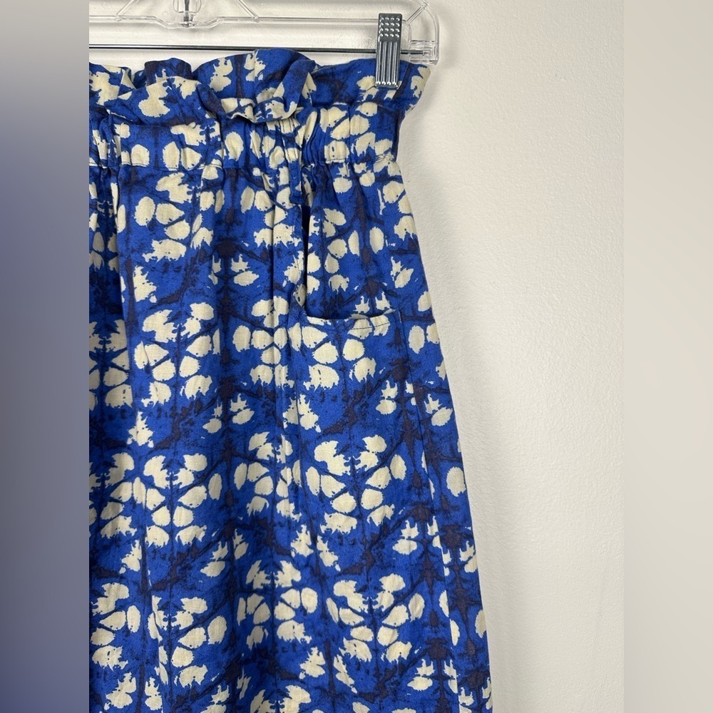 Anthropologie Paper Bag‎ Midi Skirt Porridge Lanai Blue Linen Cotton Women’s XS - Picture 6 of 9